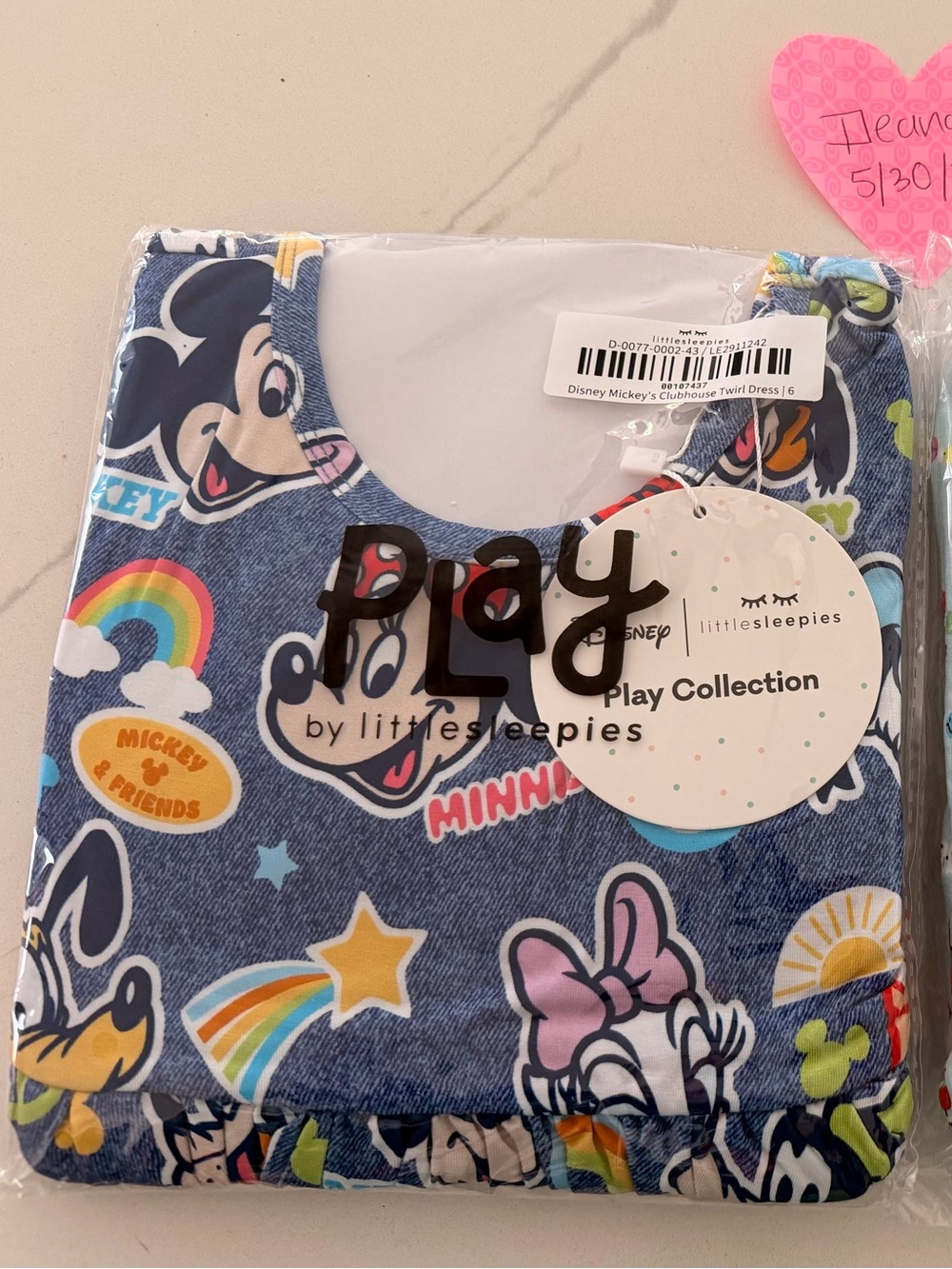 Little Sleepies Mickey’s Clubhouse Lond Sleeve Twirl Dress Size 6